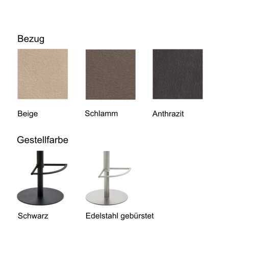 Tresenhocker Sitz in Lederoptik, Gestellfarbe: Schwarz , Bezug: Kunstleder Anthrazit