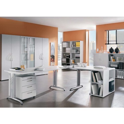 Schreibtisch C-Fuß, 200x100 cm Dekor Weiss