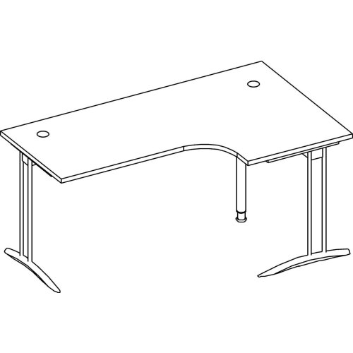Winkelschreibtisch 90°, C-Fuß, 200x120 cm Dekor Buche