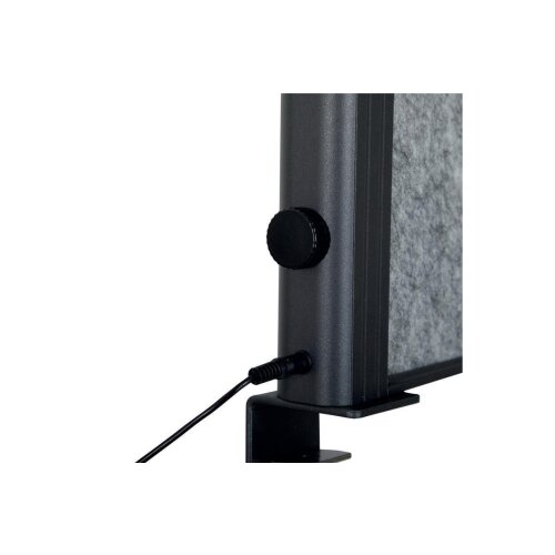 Akustik Tischtrennwand Weiß - Hellgrau mit LED