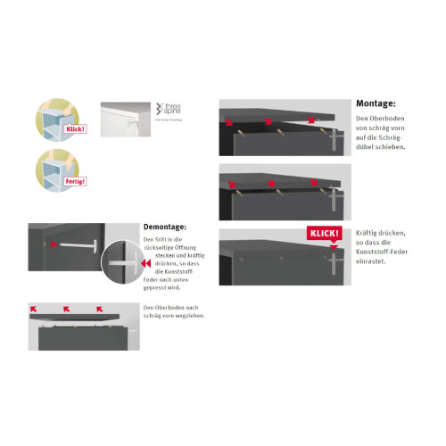 Kombi Aktenschrank Serie Klick, 3 OH, Korpus: Weiss, Front: Eiche, Unterbau: auf Standfuß