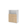 Kombi Aktenschrank Serie Klick, 3 OH, Korpus: Weiss, Front: Eiche, Unterbau: auf Standfuß