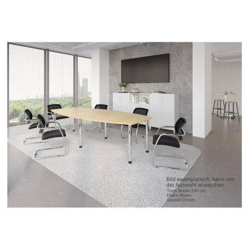 Konferenztisch Bootsform 520 cm mit Rundfüßen