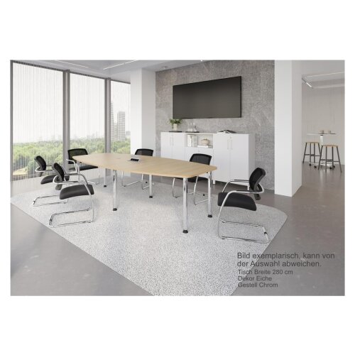 Konferenztisch Bootsform 520 cm mit Rundfüßen