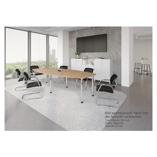 Konferenztisch Bootsform 520 cm mit Rundfüßen