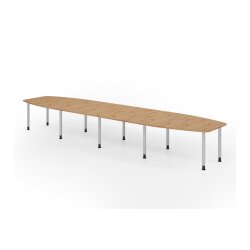 Konferenztisch Bootsform 520 cm mit Rundfüßen,...