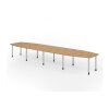 Konferenztisch Bootsform 520 cm mit Rundfüßen, Dekor: Asteiche, Gestell: Silber