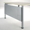 Schreibtisch Freiform 135° links Rundfuss, höhenverstellbar,  Ahorn/Silber
