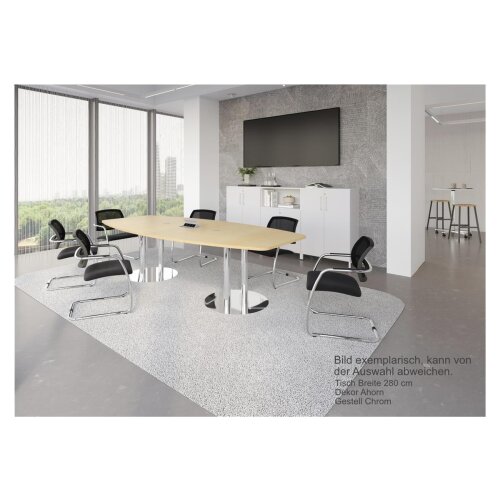 Konferenztisch Bootsform 520 cm mit Säulenfuß