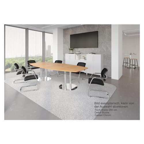 Konferenztisch Bootsform 520 cm mit Säulenfuß