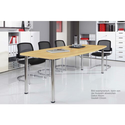 Konferenztisch Bootsform 220 cm mit Rundfüßen