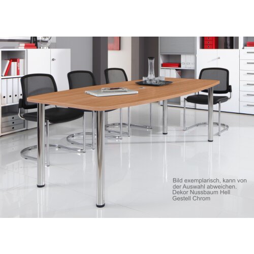 Konferenztisch Bootsform 220 cm mit Rundfüßen