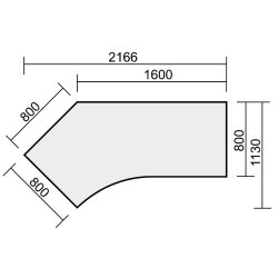 Schreibtisch Freiform 135° links Rundfuss,...
