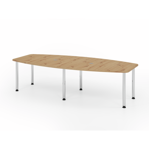 Konferenztisch Bootsform 280 cm mit Rundfüßen