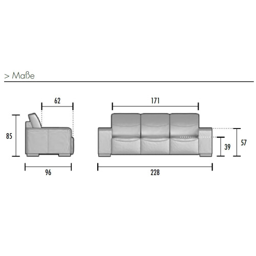 Loungesofa 3 Sitzer Serie SF1, Bezug Kunstleder Schwarz