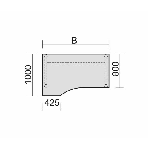 Schreibtisch PC-Form links  Rundfuss, höhenverstellbar, 180 cm breit Buche Dunkel/Silber