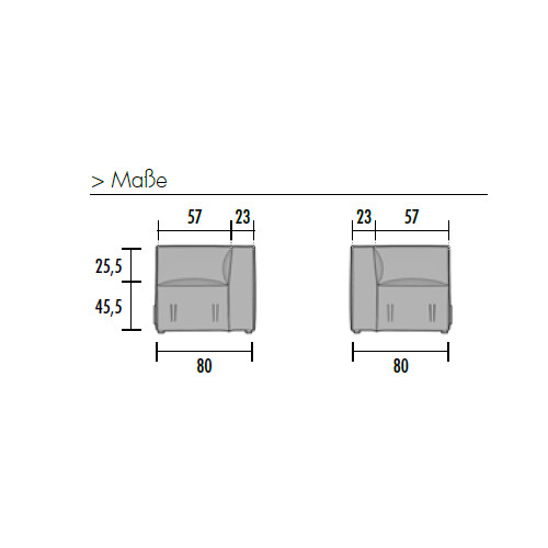 Winkelmodul Serie P Abschlusss rechts, Bezug: Stoff TS Anthrazit