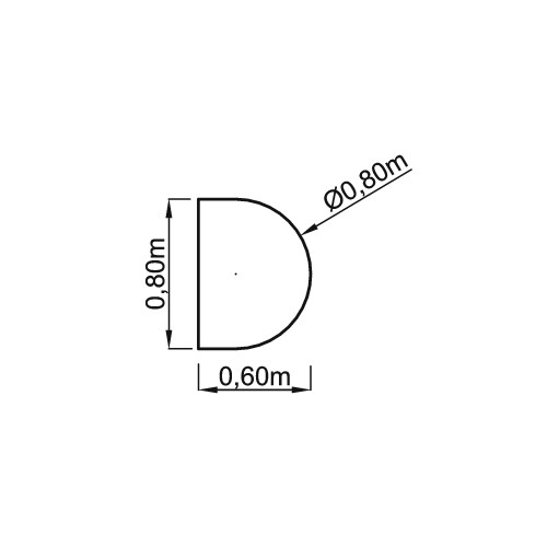 Besprechungsanbau halbrund 60 x 80 cm Weiss/Silber