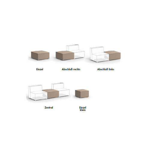 Hocker Modul Serie P Abschluss links, Bezug: Stoff SO Dunkelgrau