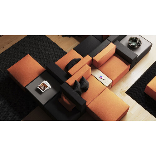 Hocker Modul Serie P Abschluss links, Bezug: Stoff TS Anthrazit