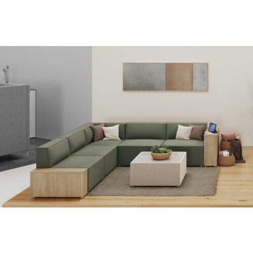 Hocker Modul Serie P Abschluss links, Bezug: Stoff TS Anthrazit