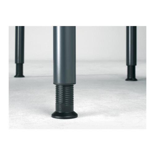 Schreibtisch PC-Form rechts  Rundfuss, höhenverstellbar, 180 cm breit Ahorn/Silber