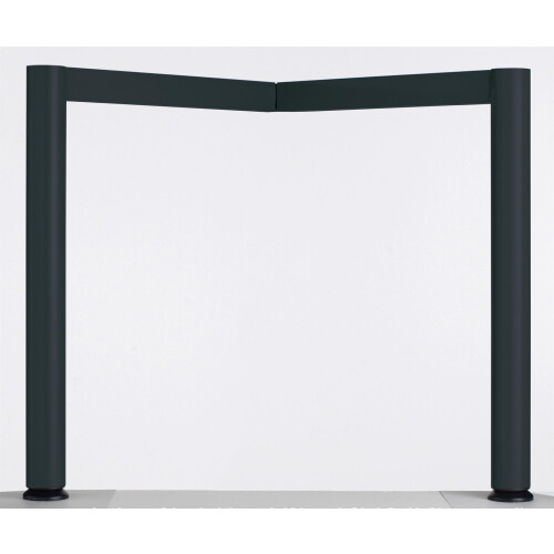 Schreibtisch PC-Form rechts  Rundfuss, höhenverstellbar, 180 cm breit Ahorn/Silber