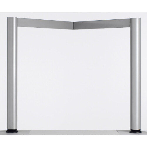 Schreibtisch PC-Form rechts  Rundfuss, höhenverstellbar, 180 cm breit Ahorn/Silber