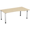 Schreibtisch PC-Form rechts  Rundfuss, höhenverstellbar, 180 cm breit Ahorn/Silber
