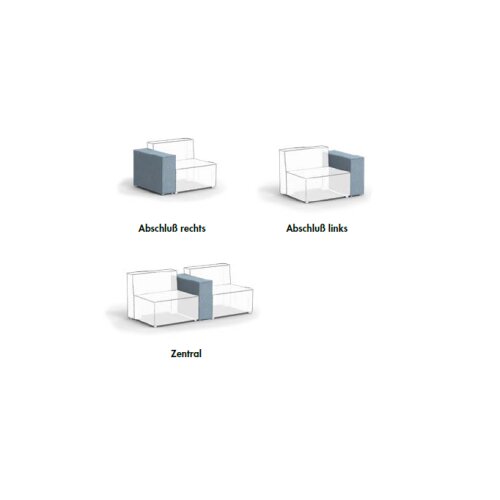 Zusatzmodul hoch Abschluss links Serie P mit USB Modul, Bezug: Wollfilz Pink