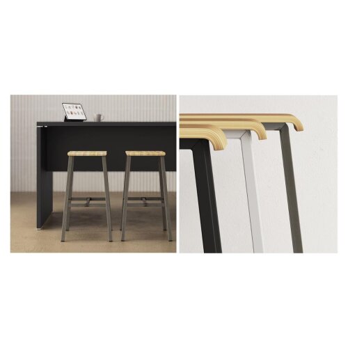 Barhocker Style Gestell Eisengrau Sitz Schwarz Polypropylen