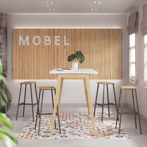 Barhocker Style Gestell Eisengrau Sitz Schwarz Polypropylen