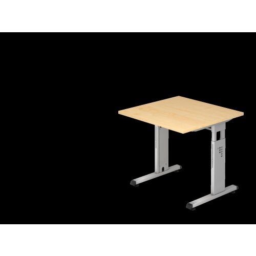 Schreibtisch höhenverstellbar 80x80 cm Ahorn/Silber