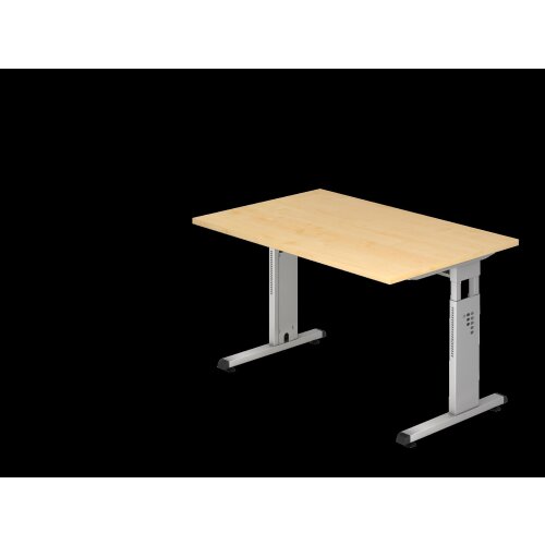 Schreibtisch höhenverstellbar 120x80 cm Ahorn/Silber