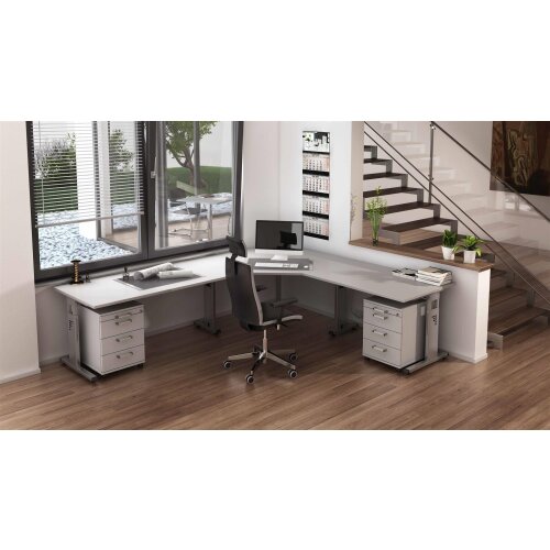 Schreibtisch höhenverstellbar 120x80 cm Ahorn/Silber