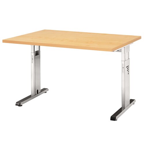 Schreibtisch höhenverstellbar 120x80 cm Buche/Silber