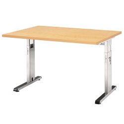 Schreibtisch höhenverstellbar 120x80 cm Buche/Silber