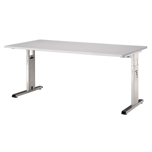 Schreibtisch höhenverstellbar 160x80 cm Ahorn/Silber