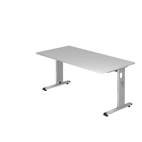 Schreibtisch höhenverstellbar 160x80 cm Grau/Silber