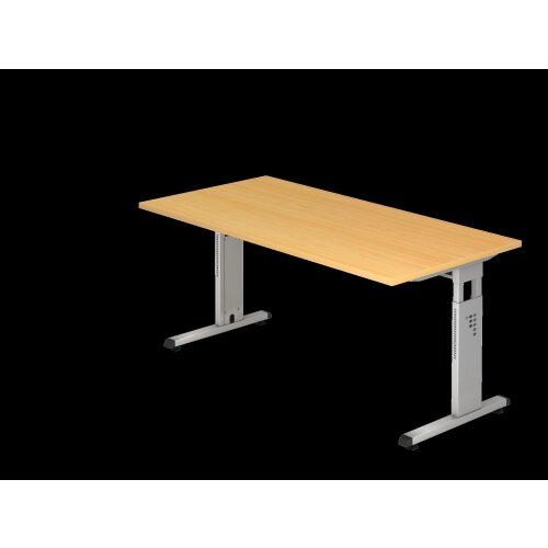 Schreibtisch höhenverstellbar 160x80 cm Buche/Silber