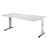 Schreibtisch, Freiform höhenverstellbar 180x100/80 cm Nussbaum hell/Silber