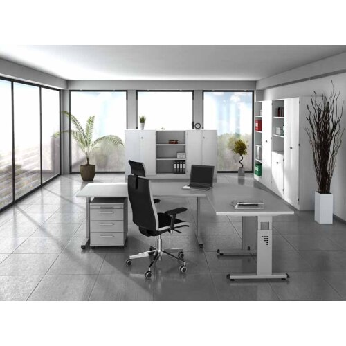 Schreibtisch höhenverstellbar 180x80 cm Ahorn/Silber