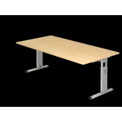Schreibtisch höhenverstellbar 180x80 cm Ahorn/Silber