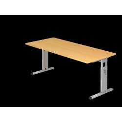 Schreibtisch höhenverstellbar 180x80 cm Buche/Silber
