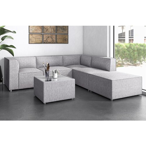 Loungemöbel Serie P Ecklounge einfarbig  Bezug Stoff SO Dunkelgrau