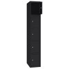 Stahl Schliessfachschrank Select 5 Fächer 300mm Abteilbreite Korpus Tiefschwarz RAL 9005 Türen Tiefschwarz RAL 9005