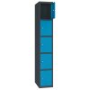 Stahl Schliessfachschrank Select 5 Fächer 400mm Abteilbreite Korpus Tiefschwarz RAL 9005 Türen Lichtblau RAL 5012