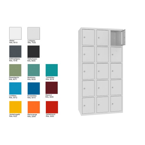 Stahl Schliessfachschrank Select 15 Fächer 300mm Abteilbreite