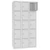 Stahl Schliessfachschrank Select 15 Fächer 300mm Abteilbreite Korpus Lichtgrau RAL 7035 Türen Lichtgrau RAL 7035