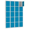 Stahl Schliessfachschrank Select 20 Fächer 300mm Abteilbreite Korpus Lichtgrau RAL 7035 Türen Enzianblau RAL 5010